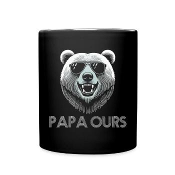 Cool bear head with sunglasses. Papa Bear - Full Colour Mug - black - Front