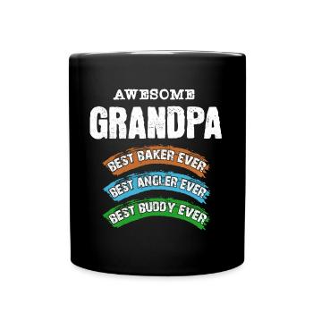 Grandpa Best Angler Baker Buddy Buddy - Full Colour Mug - black - Front