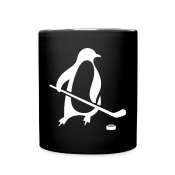 Pinguin Eishockey Silhouette Minimalistisch - Tasse einfarbig - Schwarz - Vorne