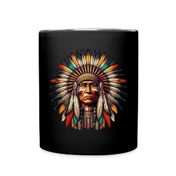 Amerikanischer Indianer Amerikanische Rote Haut - Tasse einfarbig - Schwarz - Vorne