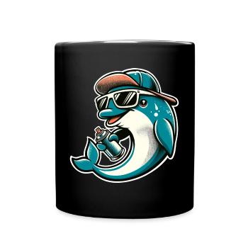 Dolphin Graffiti Sprayer Spray Can - Full Colour Mug - black - Front