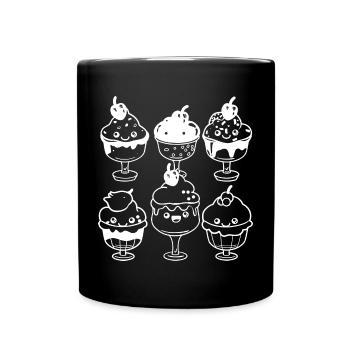 Eiscreme Cartoon Look - Tasse einfarbig - Schwarz - Vorne