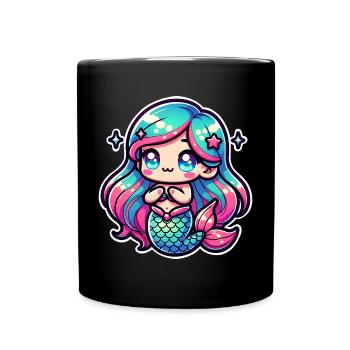 Meerjungfrau - Tasse einfarbig - Schwarz - Vorne