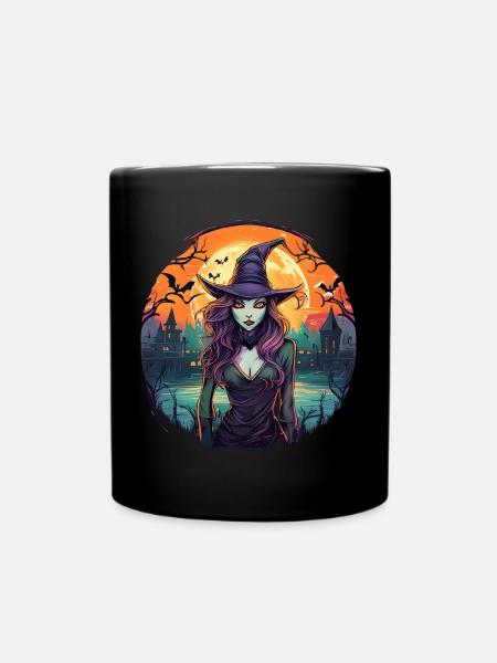 Gruseliges Halloween-partykostüm Hexe - Tasse einfarbig - Schwarz