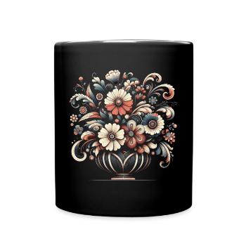 Elegant Floral Bouquet Art with Intricate Details - Full Colour Mug - black - Front