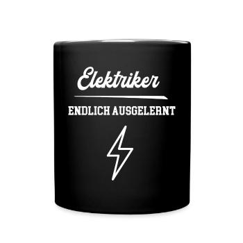 Elektriker Endlich Ausgelernt Lehrling Azubi Lehre - Tasse einfarbig - Schwarz - Vorne