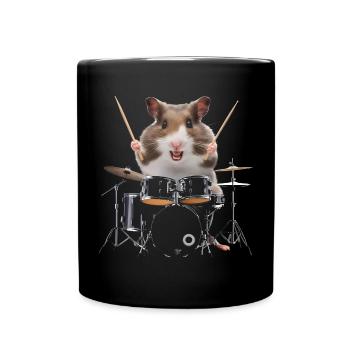 Hamster Schlagzeug - Tasse einfarbig - Schwarz - Vorne