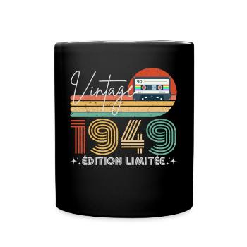 Vintage 1949 Retro Birthday Year Gift 1949 - Full Colour Mug - black - Front