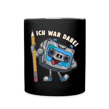 Kassette ich war dabei Bleistift Bandsalat 80er - Tasse einfarbig - Schwarz - Vorne