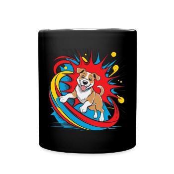 Lachender Hund - Tasse einfarbig - Schwarz - Vorne