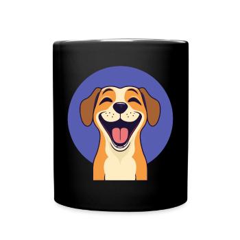 Lachender Hund - Tasse einfarbig - Schwarz - Vorne