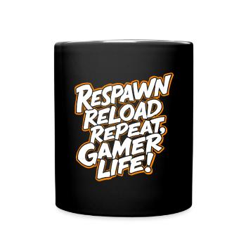 RÉAPPARAÎTRE, RECHARGER, RÉPÉTER. LA VIE DE GAMER - Mug uni - noir - Devant