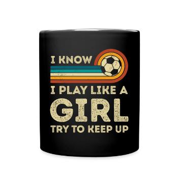 Je joue au football comme une fille rétro - Mug uni - noir - Devant