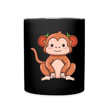 Monkey Tomato Design für Affenliebhaber - Tasse einfarbig - Schwarz - Vorne