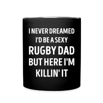 Rugby Papa Lustiger Vater Witz - Tasse einfarbig - Schwarz - Vorne