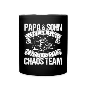 Chaos Team, Papa und Sohn - Tasse einfarbig - Schwarz - Vorne
