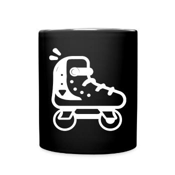 Rollschuhe Cartoon Stil - Tasse einfarbig - Schwarz - Vorne
