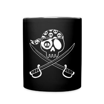 Pirate Skull (White) - Full Colour Mug - black - Front