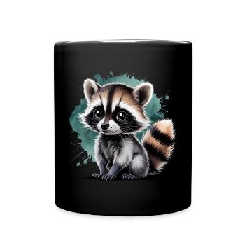 Süßer Waschbär - Tasse einfarbig - Schwarz - Vorne