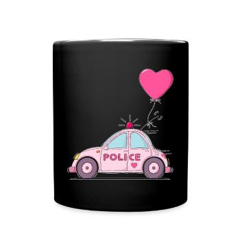 Police Herz Rosa - Tasse einfarbig - Schwarz - Vorne