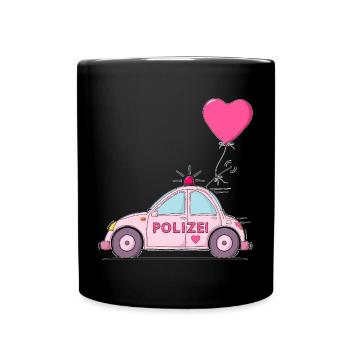 Police Car Heart Pink - Full Colour Mug - black - Front