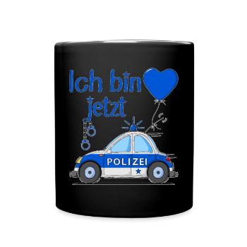 Polizeiauto Ich bin jetzt Geburtstag - Tasse einfarbig - Schwarz - Vorne