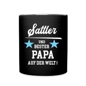 Sattler Bester Papa Vatertag Geburtstag Sattlerei - Tasse einfarbig - Schwarz - Vorne