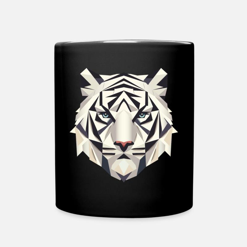Geometrischer Weißer Tiger – Stärke und Elegants - Tasse einfarbig - Schwarz