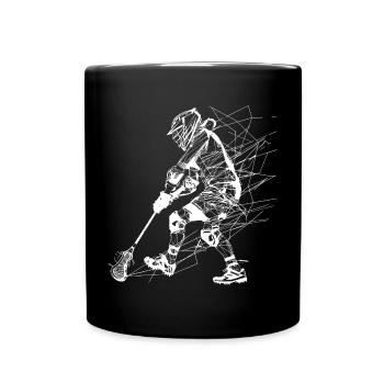 Lacrosse Spieler Line Art - Tasse einfarbig - Schwarz - Vorne