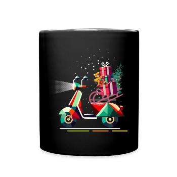 Scooter de Noël avec cadeaux pour Noël - Mug uni - noir - Devant