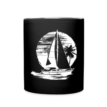 Sailing Drawing - Full Colour Mug - black - Front