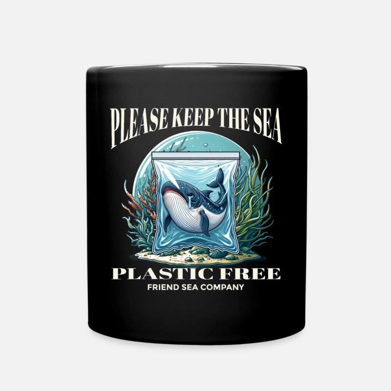 Wale und Plastik - Tasse einfarbig - Schwarz