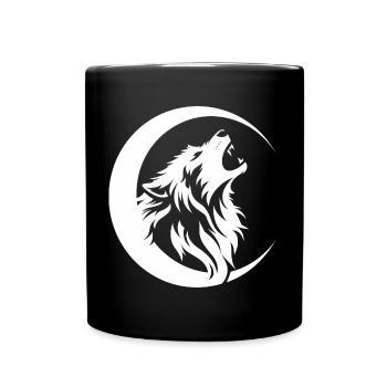 Loup et Lune Minimaliste - Mug uni - noir - Devant