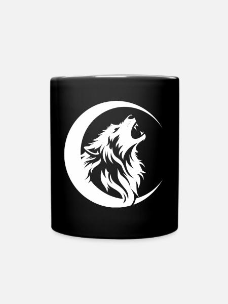 Loup et Lune Minimaliste - Mug uni - noir