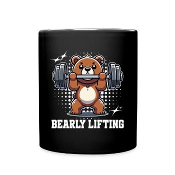 Bearly Lifting – Fun Teddy Workout Design - Full Colour Mug - black - Front