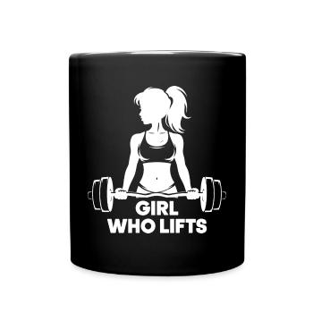 Bodybuilder Gym Girl Barbell Power Beauty - Full Colour Mug - black - Front