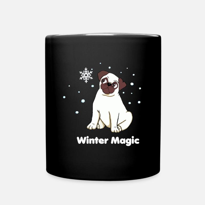 Winterzauber Mops - Tasse einfarbig - Schwarz