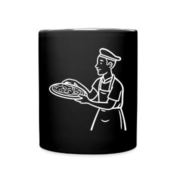 Dessin de boulanger à pizza - Mug uni - noir - Devant