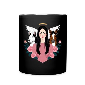 Maîtresse, chien et cheval - Mug uni - noir - Devant