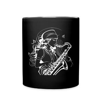Croquis de saxophoniste - Mug uni - noir - Devant