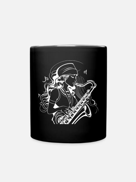 Saxophonistin Skizze - Tasse einfarbig - Schwarz