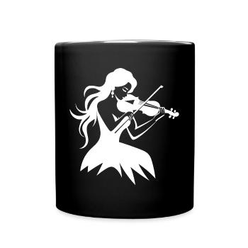 Fiddle Girl Drawing - Full Colour Mug - black - Front