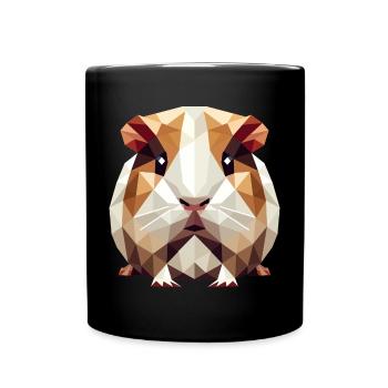 süßes Meerschweinchen im Low-Poly-Stil - Tasse einfarbig - Schwarz - Vorne
