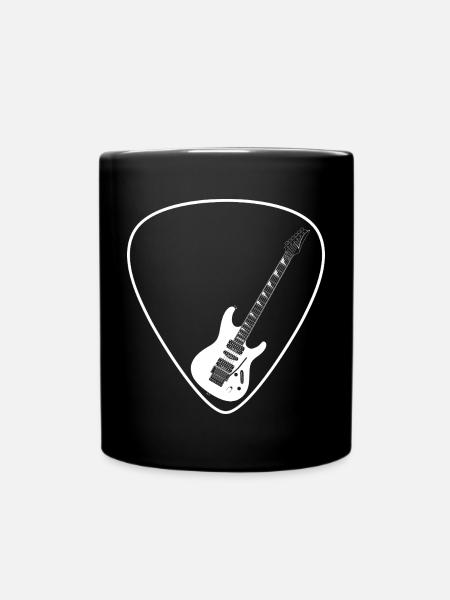 Electric guitar (Strat shape) for dark backgrounds - Full Colour Mug - black