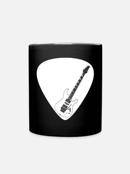 Electric guitar (Strat shape) for dark backgrounds - Full Colour Mug - black