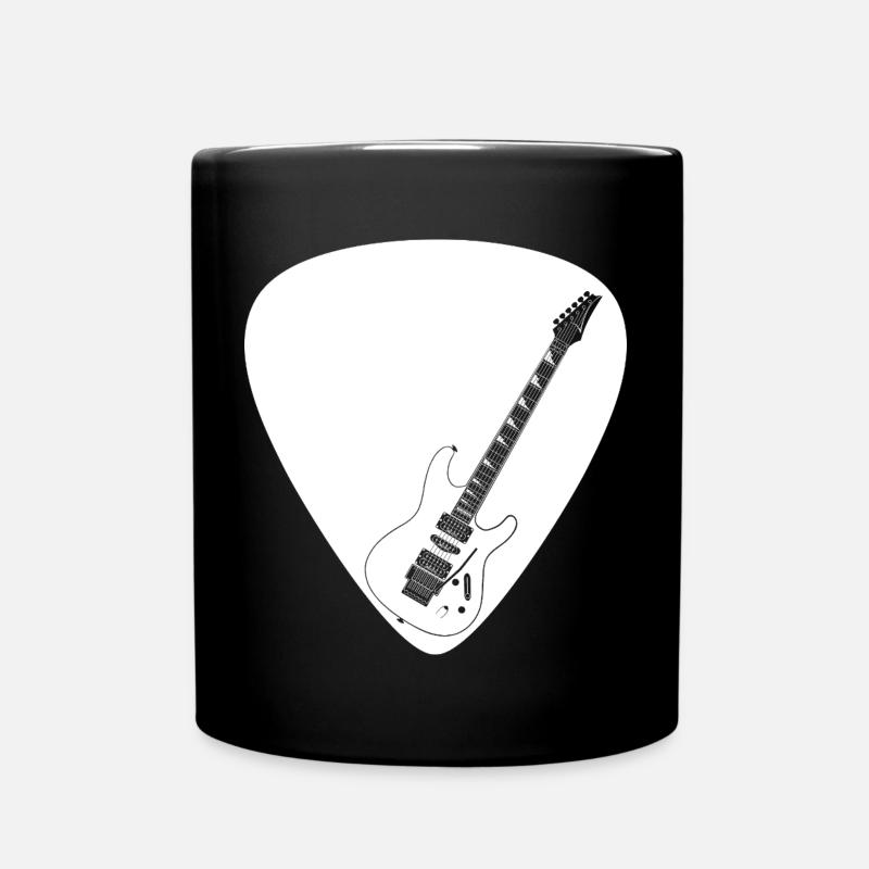 Electric guitar (Strat shape) for dark backgrounds - Full Colour Mug - black