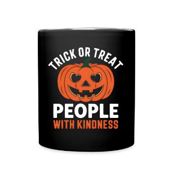 Treat People with Kindness! Pumpkin Halloween - Full Colour Mug - black - Front