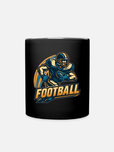 American Football Player Illustration - Full Colour Mug - black