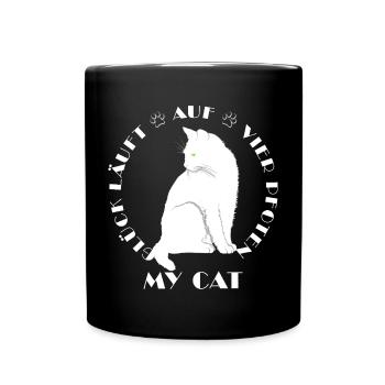 Glück läuft auf vier Pfoten - Katzen - my cat - Tasse einfarbig - Schwarz - Vorne