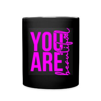 You Are Beautiful - Pink - Tasse einfarbig - Schwarz - Vorne